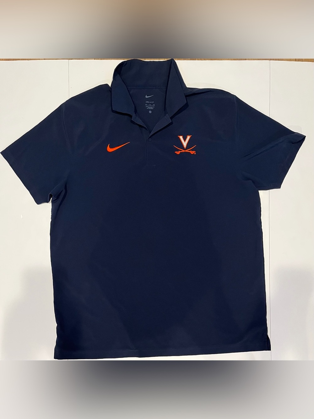 Nike Dri-FIT Virginia Cavaliers Polo Shirt Men's XL Navy Blue UVA V-Sabre NCAA